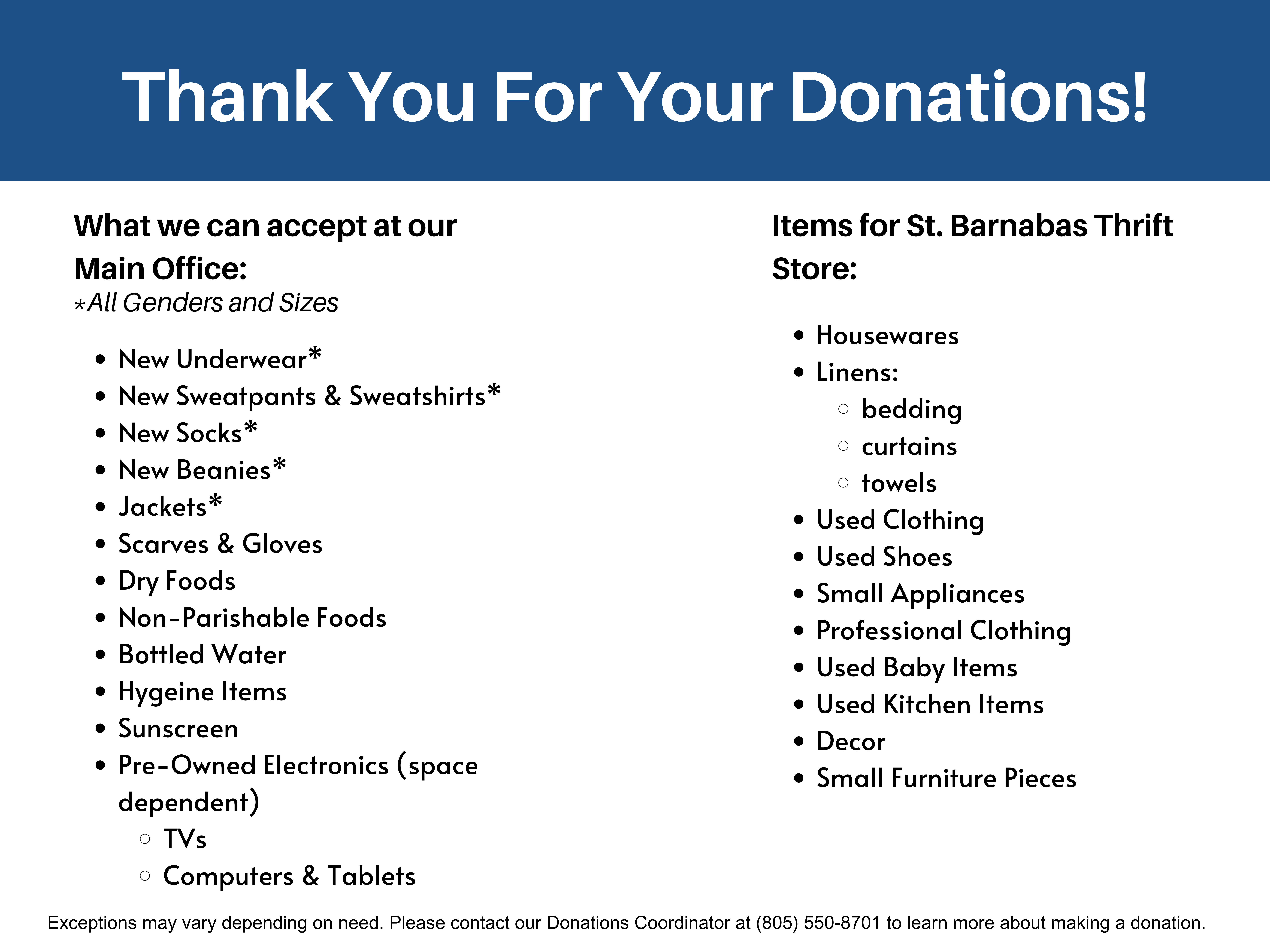 5CHC Accepted Donation List