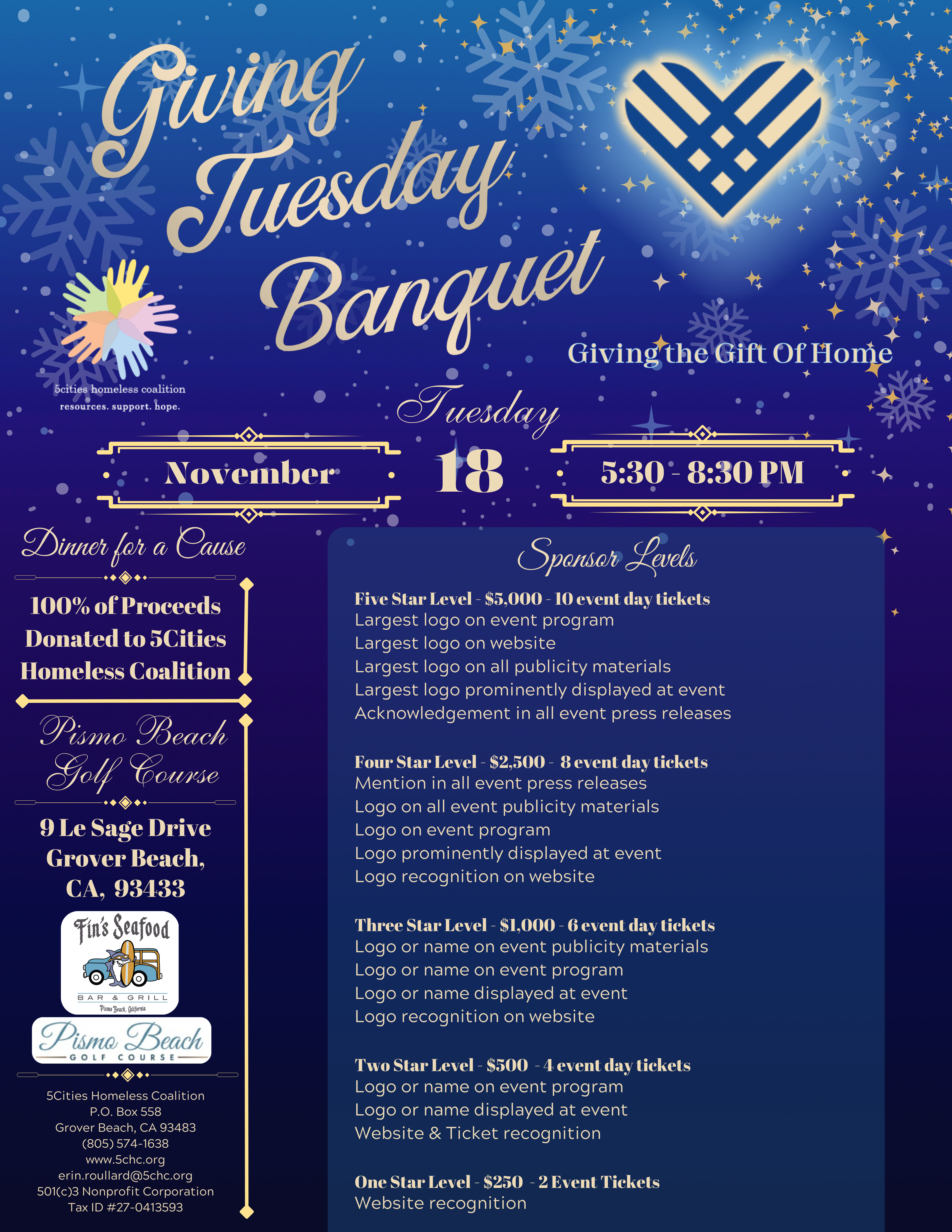 Giving Tuesday Banquet 2025 Sponsor Levels